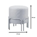 Ver imagem 2 de Puff Redondo Torvi em Linho e Base Metal Preto Linho Bege Claro