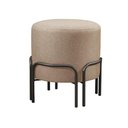 Ver imagem 1 de Puff Redondo Torvi em Linho e Base Metal Preto Linho Bege Claro