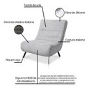 Ver mais imagens de Poltrona Nathy Confortável com Puff para Sala ou Quarto Boucle Cinza Bz Home Decor