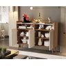 Combo Rack para Sala Vivare Wood 1.8 e Buffet Wind 4 Portas:Nature/Off White - 4