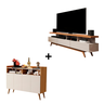 Combo Rack para Sala Vivare Wood 1.8 e Buffet Wind 4 Portas:Nature/Off White - 1