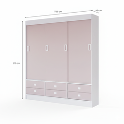 Guarda-Roupa Solteiro 3 Portas de Correr 6 Gavetas - 3 Guarda-Roupa Solteiro 3 Portas de Correr 6 Gavetas - 3