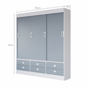 Ver imagem 3 de Guarda-Roupa Solteiro 3 Portas de Correr 6 Gavetas Azul/Branco