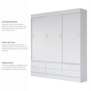 Ver imagem 5 de Guarda-Roupa Solteiro 3 Portas de Correr 6 Gavetas Branco