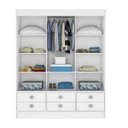 Ver imagem 4 de Guarda-Roupa Solteiro 3 Portas de Correr 6 Gavetas Branco