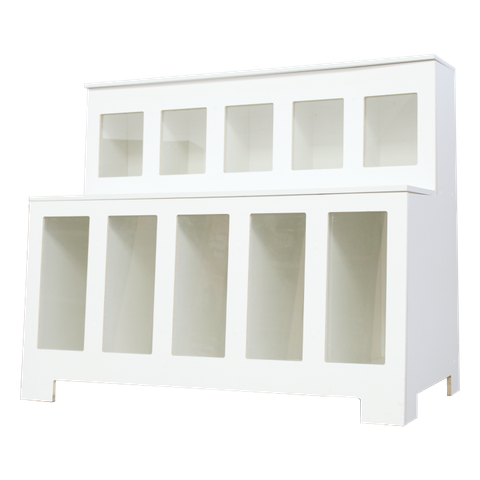 Expositor Dispenser de Ração Pet Box 10 Divisões Retangular com Vidro - Branco - Cód.510