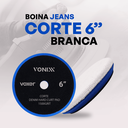 Ver imagem 3 de Boina Jeans Voxer Branca Corte 6" - Polimento Automotivo Profissional | Velcro de Alta Aderência
