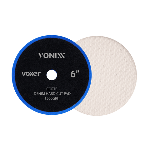 Boina Jeans Voxer Branca Corte 6" - Polimento Automotivo Profissional | Velcro de Alta Aderência