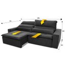 Ver imagem 4 de Sofá Retrátil/Reclinável Amsterdam 2,70m Suede Velut com Molas no Assento - King House