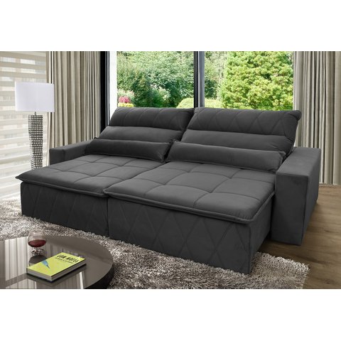 Sofá Retrátil/Reclinável Amsterdam 2,70m Suede Velut com Molas no Assento - King House