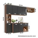 Ver imagem 4 de Cozinha Suspensa 7 Portas 1 Gaveta Carvalho Grafite Mila Poliman