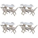 Ver imagem 1 de Kit 4 Conjuntos De Mesa Com 4 Cadeiras De Madeira Dobravel 120X70 Sem Pintura/Crua - Marrom