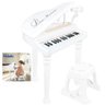 PIANO INFANTIL COM MICROFONE GRAVADOR MP3 BANQUETA BANQUINHO CLASSICO LUXO PROFISSIONAL BRANCO - 1