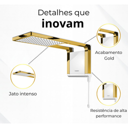 Chuveiro Lorenzetti Acqua Storm - Branco - 220v:dourado Brilho - 2