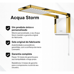 Chuveiro Lorenzetti Acqua Storm - Branco - 220v:dourado Brilho - 4