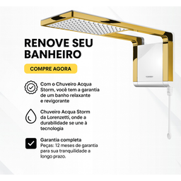 Chuveiro Lorenzetti Acqua Storm - Branco - 220v:dourado Brilho - 3