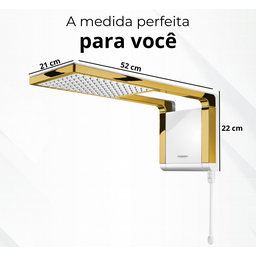 Chuveiro Lorenzetti Acqua Storm - Branco - 220v:dourado Brilho - 5