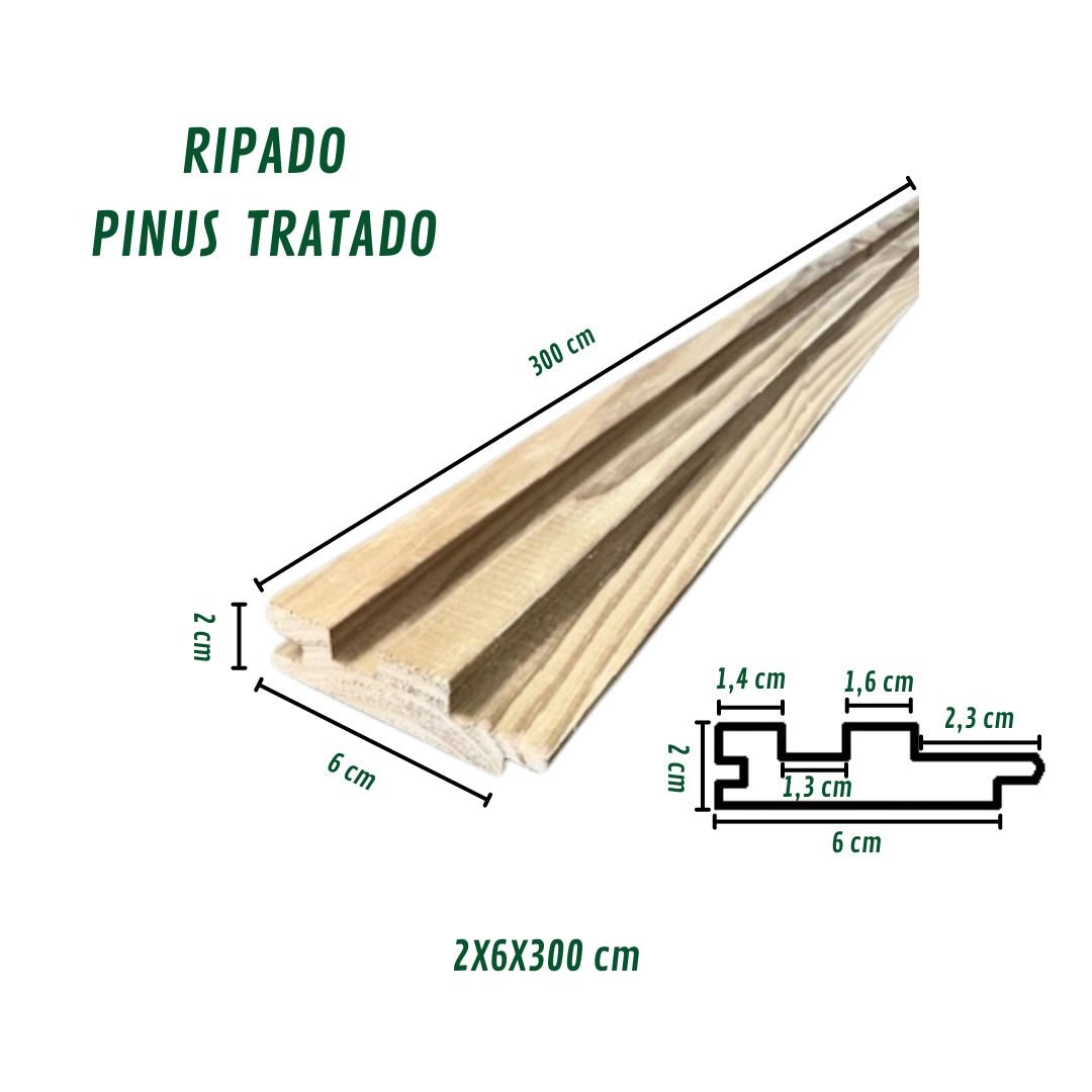 1 M² Painel Ripado Pinus Tratado em Autoclave Cca - 5