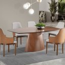 Ver imagem 1 de Conjunto Mesa Aghata 1,80x0,90 MDF Laminado 6 Cadeiras Marrom/Amendoa