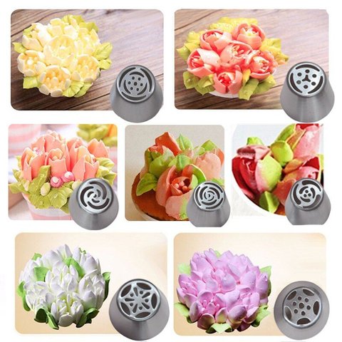 Conjunto Bicos de Aço Inoxidável Walfos Russo Tulipa Piping Pastelaria