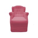 Ver imagem 2 de Poltrona Cadeira De Amamentação Com Balanço E Puff Manu Suede Rosa Ms Decor