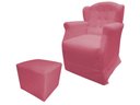 Ver imagem 1 de Poltrona Cadeira De Amamentação Com Balanço E Puff Manu Suede Rosa Ms Decor