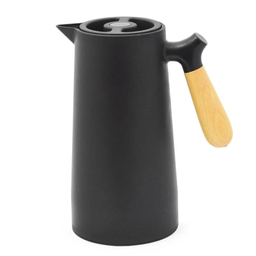 Garrafa de Café Térmica 1 Litro Chique Cabo Madeira Chá Água:preto - 7
