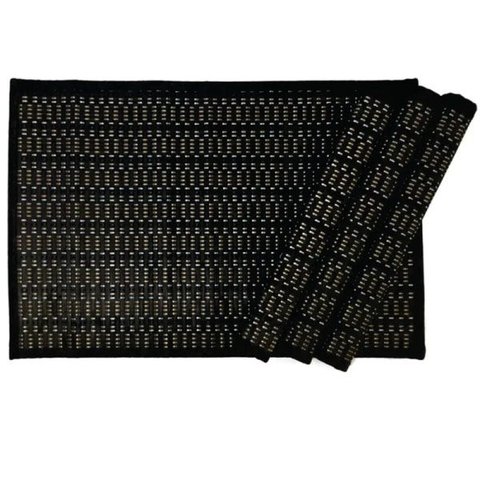 Kit Serviço Lugar Americano Bamboo Acre 4 Peças Niazitex Preto