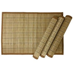 Kit Serviço Lugar Americano Bamboo Acre 4 Peças Niazitex Bege