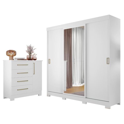 Conjunto Para Quarto com Guarda-Roupa NT5020 e Cômoda NT5185 Notável Móveis
