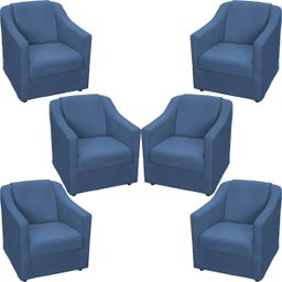 Kit 6 Poltronas Decorativas Para Sala De Espera Recepção Escritório Consultório Suede - 1