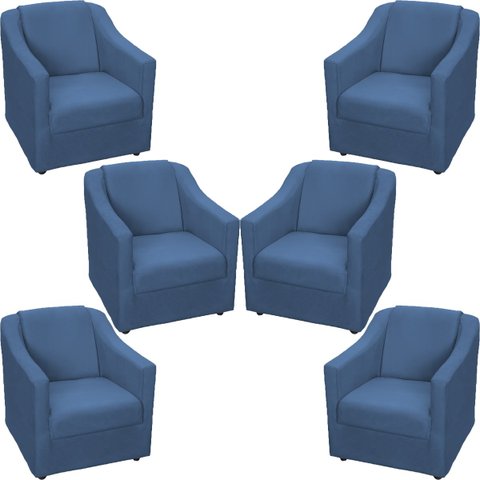 Kit 6 Poltronas Decorativas Para Sala De Espera Recepção Escritório Consultório Suede