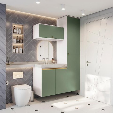 Conjunto para Banheiro Kappesberg Celeste 3 Peças Branco/verde 130cm