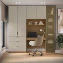 Ver imagem 1 de Guarda Roupa Modular 5 Portas Reflecta com Mesa Altezza Clean Belmax:Freijó/Off White