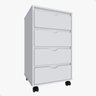 Gaveteiro Organizador para Escritório com 4 Gavetas e Pés Rodízios - Branco - 2