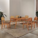 Ver imagem 1 de Mesa de Jantar Copper 180cm Tampo Canto Copo Mdf Laminado com 6 Cadeiras Copper Premium Moderna Mobí