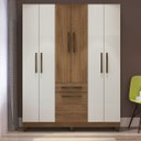 Ver imagem 2 de Guarda-roupa/roupeiro Laguna 7 Portas 1 Gaveta Cor Canela/off White Quarto Casal