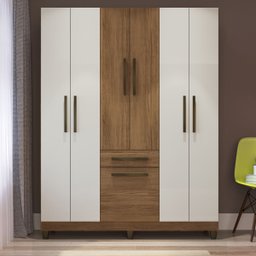 Guarda-roupa/roupeiro Laguna 7 Portas 1 Gaveta Cor Canela/off White Quarto Casal - 2
