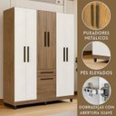 Ver imagem 3 de Guarda-roupa/roupeiro Laguna 7 Portas 1 Gaveta Cor Canela/off White Quarto Casal