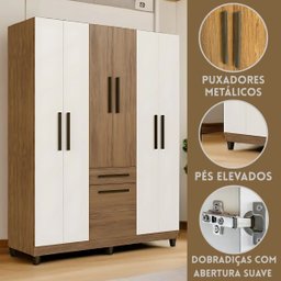 Guarda-roupa/roupeiro Laguna 7 Portas 1 Gaveta Cor Canela/off White Quarto Casal - 3