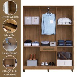 Guarda-roupa/roupeiro Laguna 7 Portas 1 Gaveta Cor Canela/off White Quarto Casal - 4