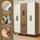 Ver imagem 5 de Guarda-roupa/roupeiro Laguna 7 Portas 1 Gaveta Cor Canela/off White Quarto Casal