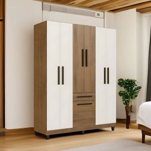 Guarda-roupa/roupeiro Laguna 7 Portas 1 Gaveta Cor Canela/off White Quarto Casal