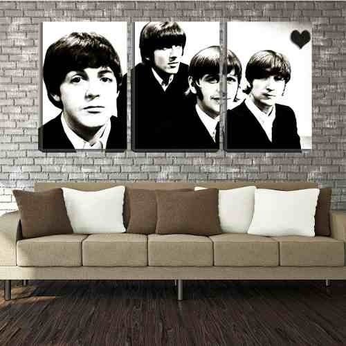 Quadro Decorativo Beatles Preto E Branco 45x96