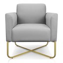 Ver imagem 3 de Poltrona Decorativa Base Industrial X Dourada Maressa S10 Suede Cinza - Ibiza