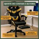 Ver imagem 7 de Cadeira de Escritório Gamer Nitro Dourado Ergonômica Couro Sintético Reclinável Altura Ajustável