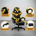 Ver imagem 2 de Cadeira de Escritório Gamer Nitro Dourado Ergonômica Couro Sintético Reclinável Altura Ajustável