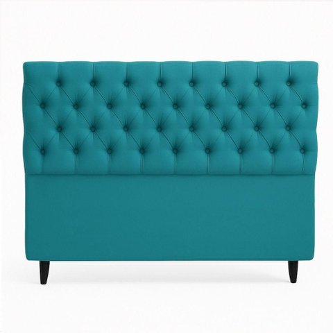 Cabeceira Cama Box Casal Queen Size 160cm Valentina Estofada Ciano Escuro