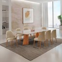 Ver imagem 1 de Sala de Jantar Mesa Florida 220cm Tampo Laqueado com Vidro e 8 Cadeiras Suiça