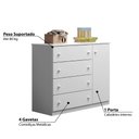 Ver imagem 3 de Cômoda Infantil Eliza com 4 Gavetas e 1 Porta - Branco